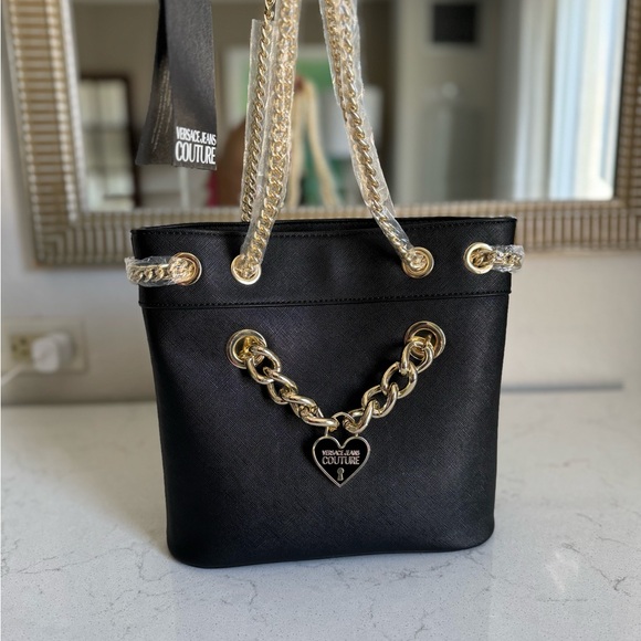 Versace Jeans Collection Handbags - NWT Versace Couture Black & Gold Small Tote Purse.  Perfect Condition.